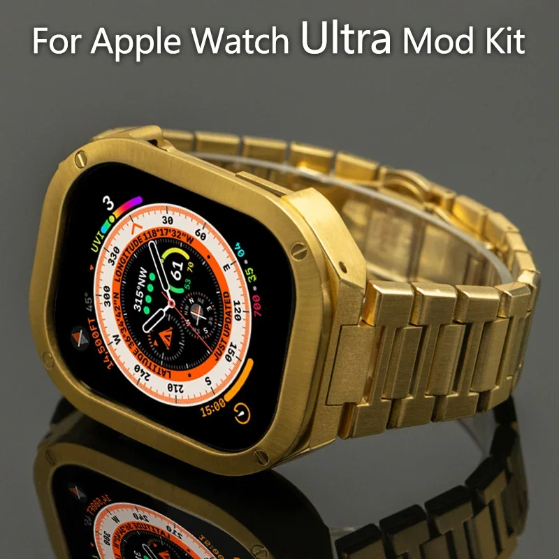 

Роскошный женский ремешок для Apple Watch Band Ultra 49 мм Mod Kit, ремешок из нержавеющей стали, Безель для iwatch Series 8, ремешок для часов, силиконовый браслет