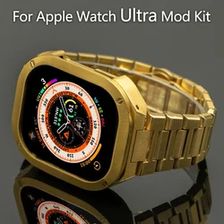 Luxury Case for Apple Watch Band Ultra 49mm Mod Kit Stainless Steel Strap Bezel iwatch Series 8 Watchband Silicone Bracelet