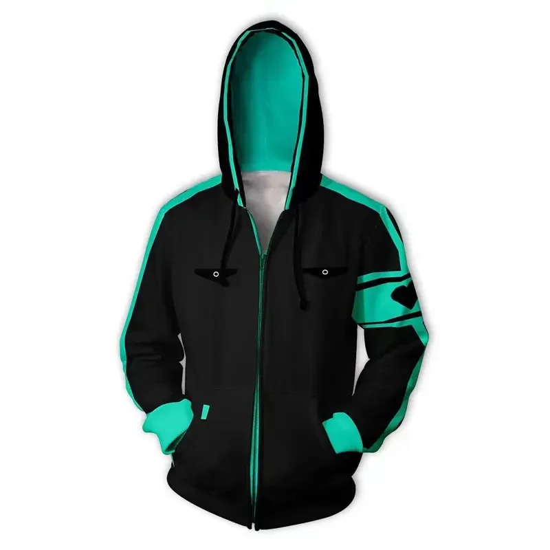AA Anime Miku men and women cotton cardigan zipper hooded cosplay hoodies sweatshirt Harajuku winter Jack Christma 2025 New