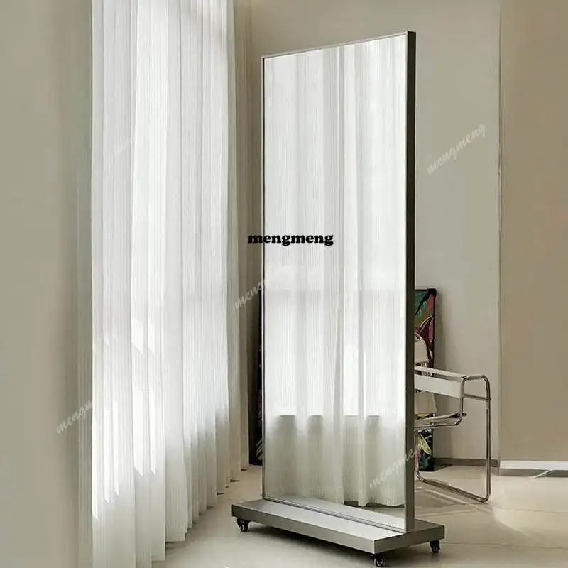 

Stainless steel hair salon special hairdressing floor mirror table mobile single and double-sided haircut mirror hair cutting