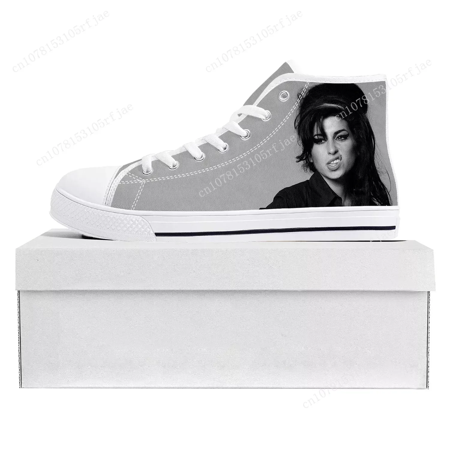 

Amy Winehouse Singer Fashion High Top High Quality Sneakers Mens Womens Teenager Canvas Sneaker Casual Couple Shoes Custom Shoe