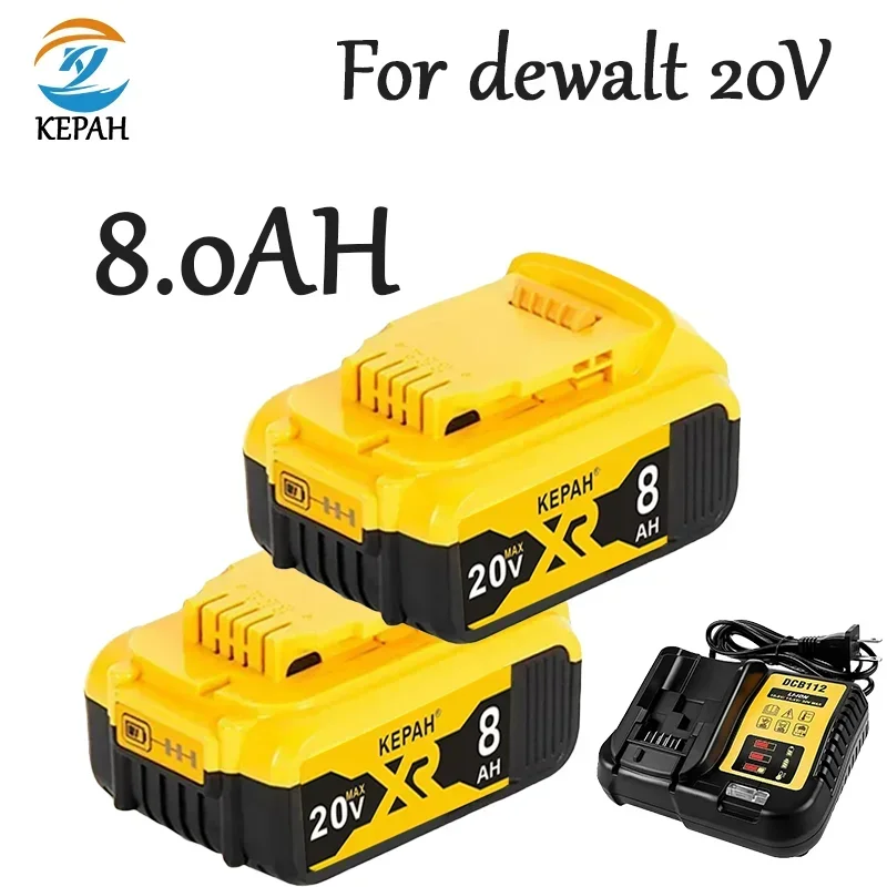 Dewalt 전동 공구용 배터리, 8000mAh, 20V, 8.0Ah, DCB206, 20V, DCB205, DCB200 DCB204-2, 신제품 100%