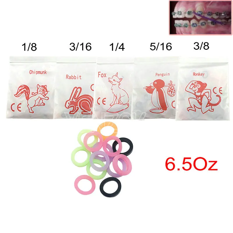 100 Teile/beutel Dental Kieferorthopädische Gummibänder Gummibänder 3,5 Unzen 6,5 unzen Zoo Pack Latex Hosenträger Kraft Zahnmedizin Werkzeuge – Detail 1