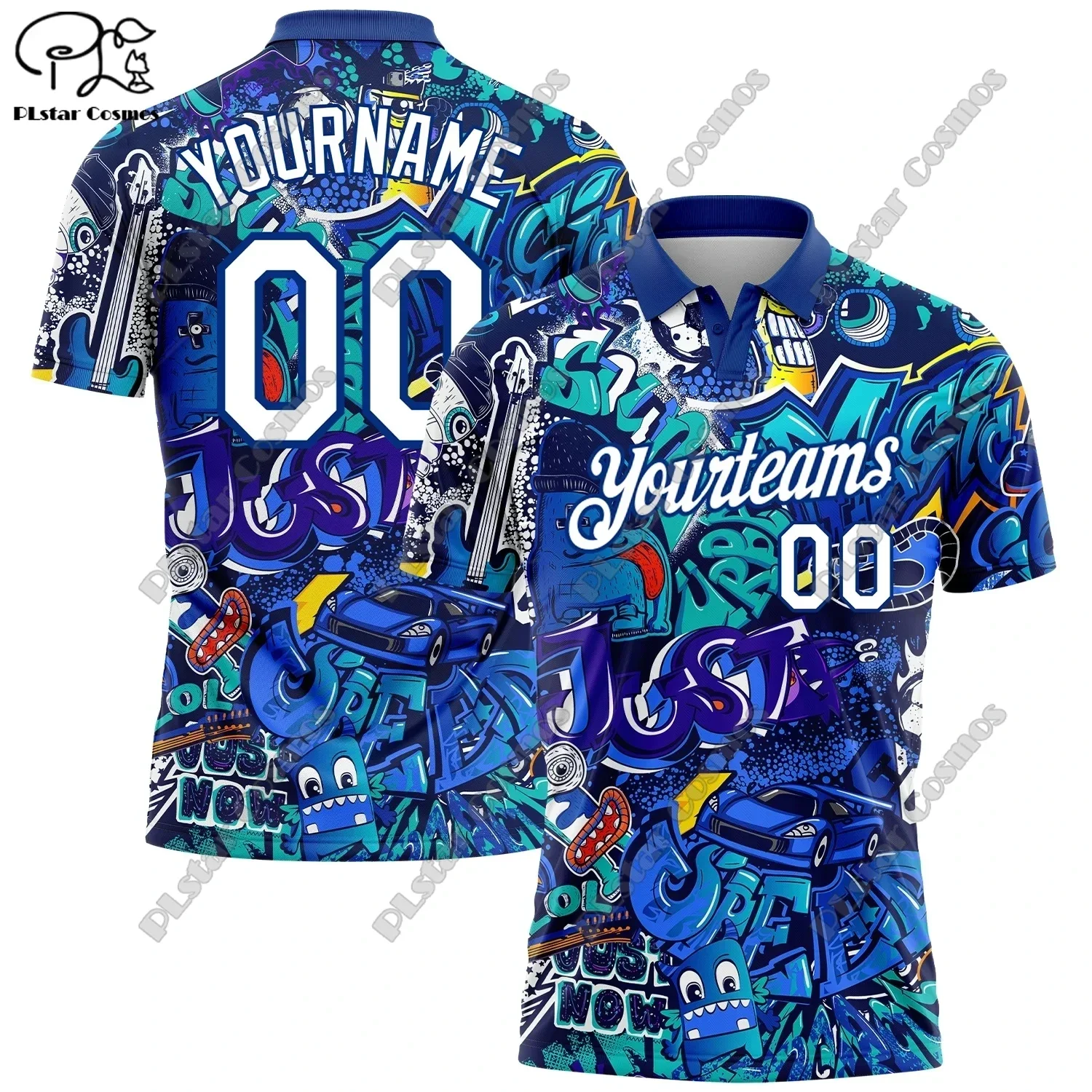 New personalized 3D printed gradient tie-dye graffiti pattern golf POLO shirt for men and women casual team sports series J-2
