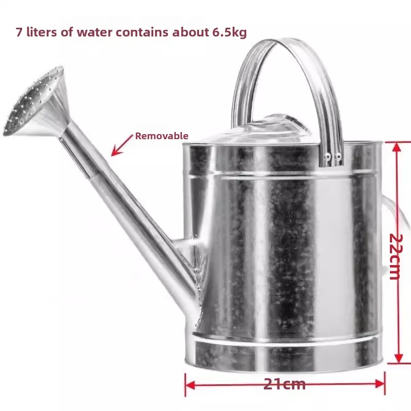 Pure handmade thickened stainless iron watering can, white iron pot, iron water bottle.
