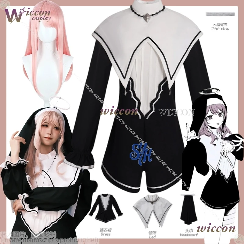 

Akiyama Mizuki Cosplay Anime Game Project Sekai Idol Nightcord At 25:00 Costume Nun Black Vintage Goth Lolita Shorts Halloween