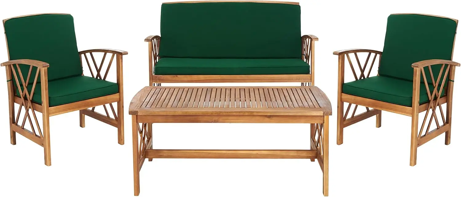 

Комплект для отдыха на открытом воздухе Fontana Natural/Green Cushions, 4 предмета
