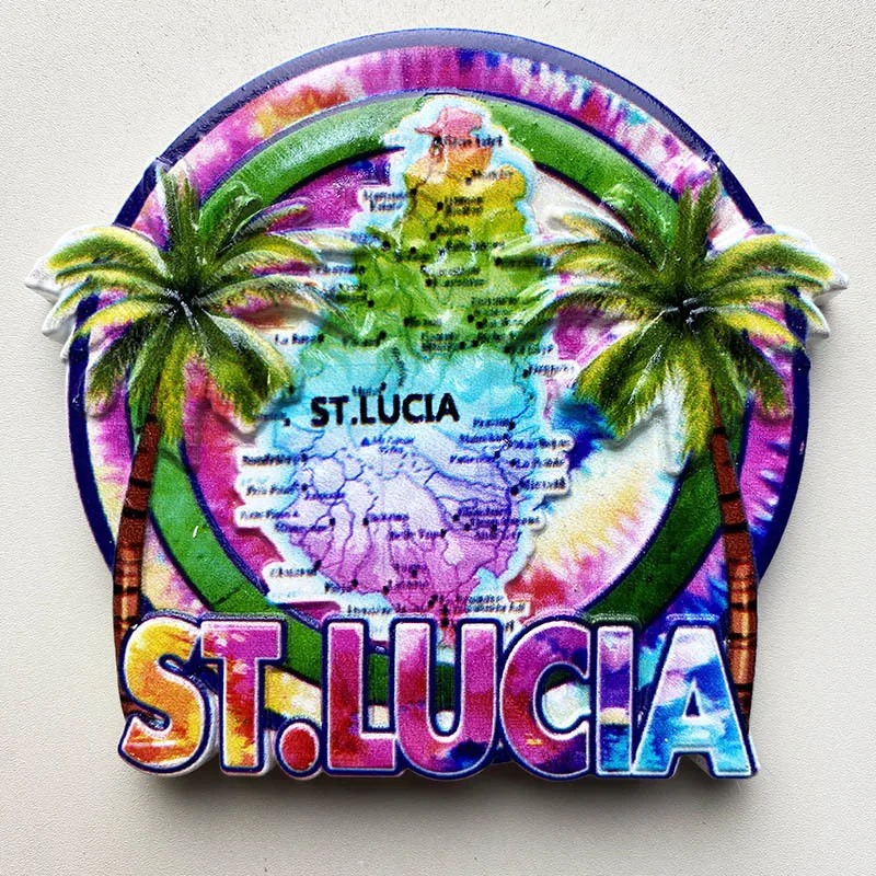 

3D St. Lucia Fridge Magnets, Cute Decorative Refrigerator Magnets, Resin Material, ‌California-Inspired Souvenir‌