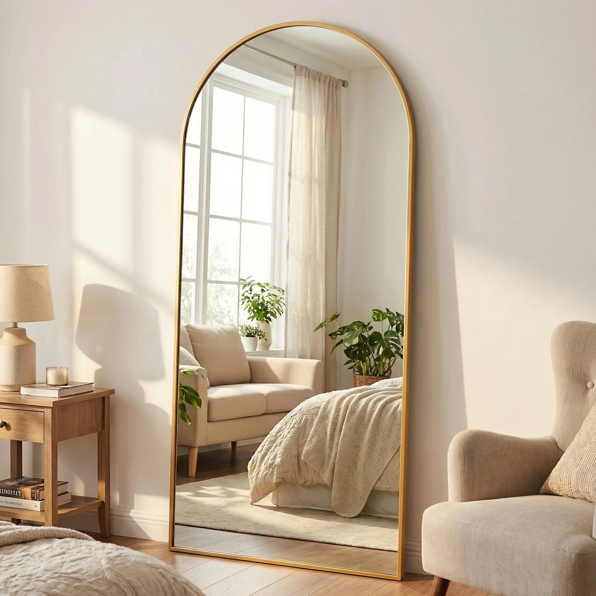 Homsion 68X26 Inch Arched Full - Arch Mirror Leaning 评论和价格
