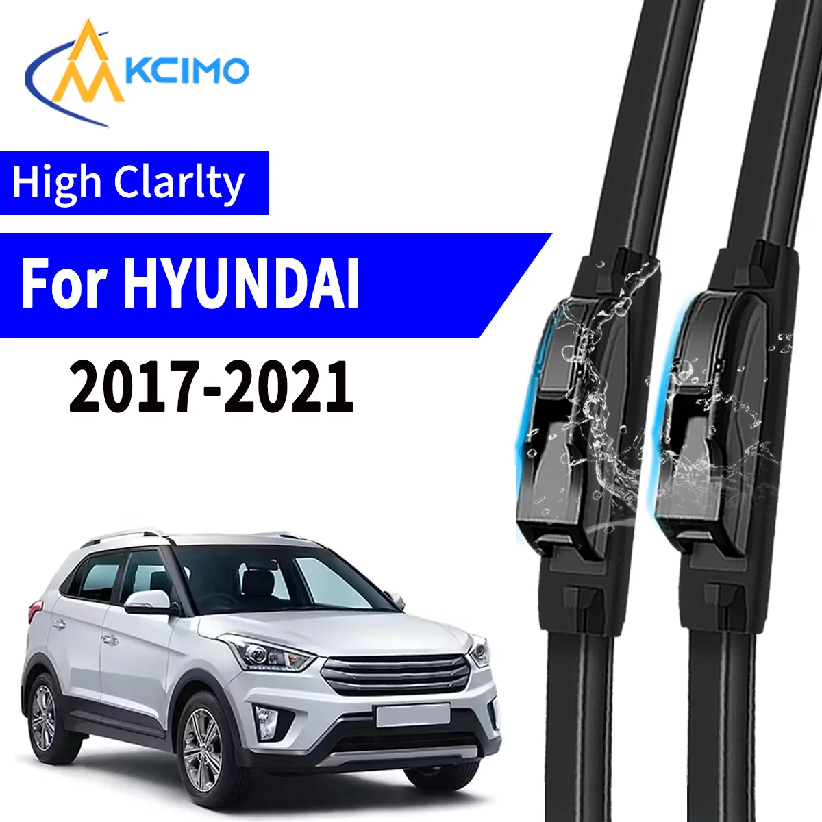 

Premium 2Pcs Windshield Wiper Blades for HYUNDAI Creta suv 2017-2021 Easy Snap On Installation Streak Free Cleaning All Weather