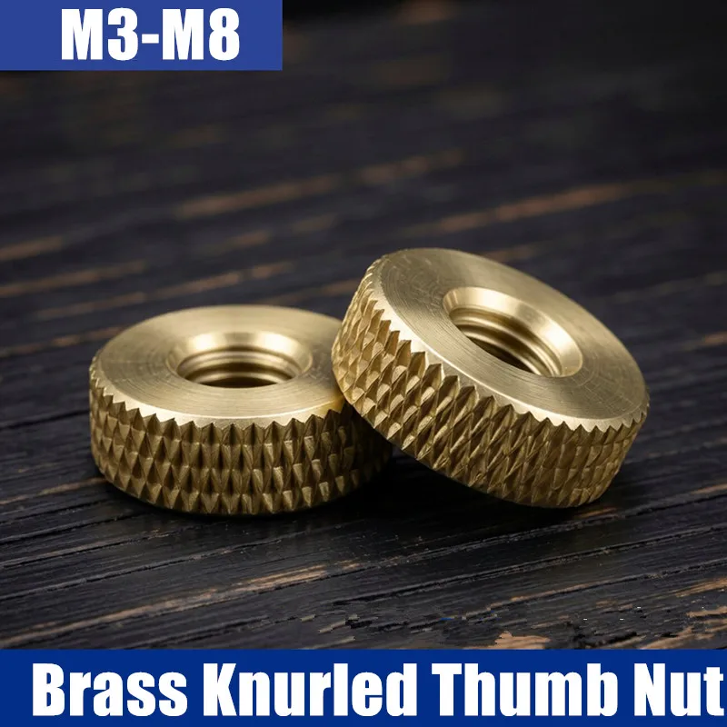 M3 M4 M5 M6 M8 Brass Knurled Thumb Nut Anti Slip Knurled Fastener Tool Free Fixing Nut for Aviation Electronic Instrument