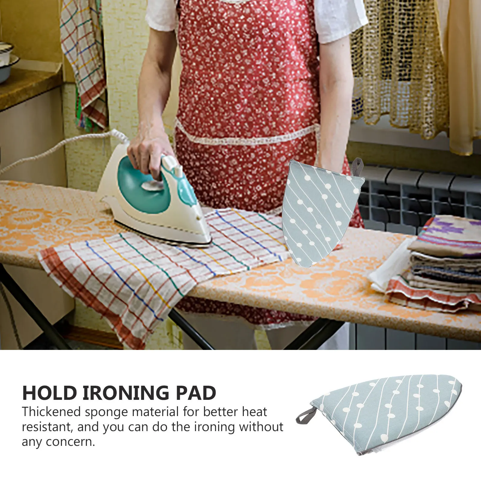 

Handheld Ironing Mat Portable High Temperature Resistant Thickened Sponge Cushion Easy Storage Hanging Rope Home Travel Ironing