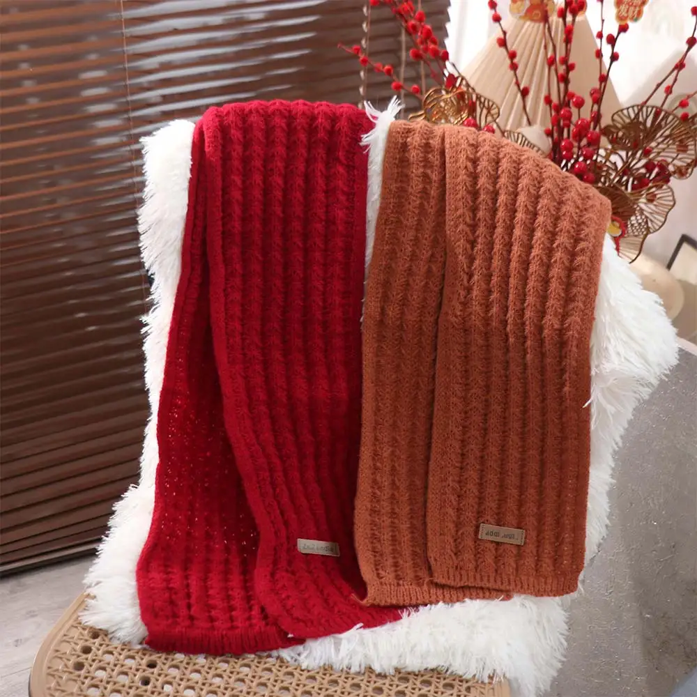 

Простой вязаный шарф в корейском стиле, однотонный, повседневный, ветрозащитный, зимний, теплый, утолщенный, для мужчин и женщин, унисекс