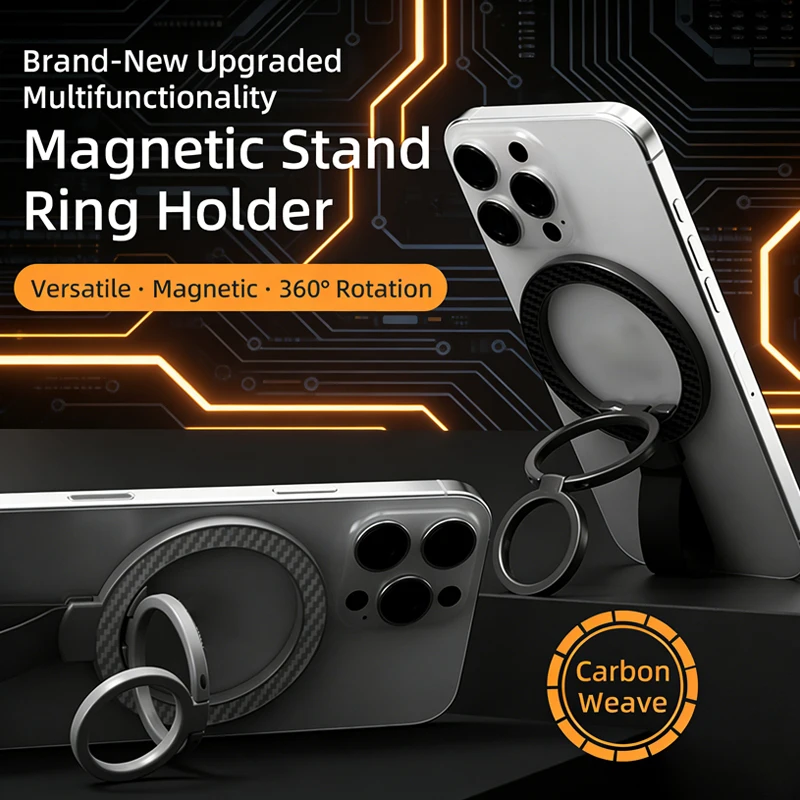 

Double-sided Magnetic Finger Ring Holder Super Magnet Stand for iPhone 17 16 Pro Samsung Cell Phone Folding Bracket for Magsafe