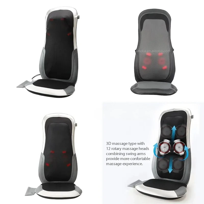 3D Acupressure Kneading Vibration Heating Massage Chair Seat Cushion Fixed Position Width Adjustable