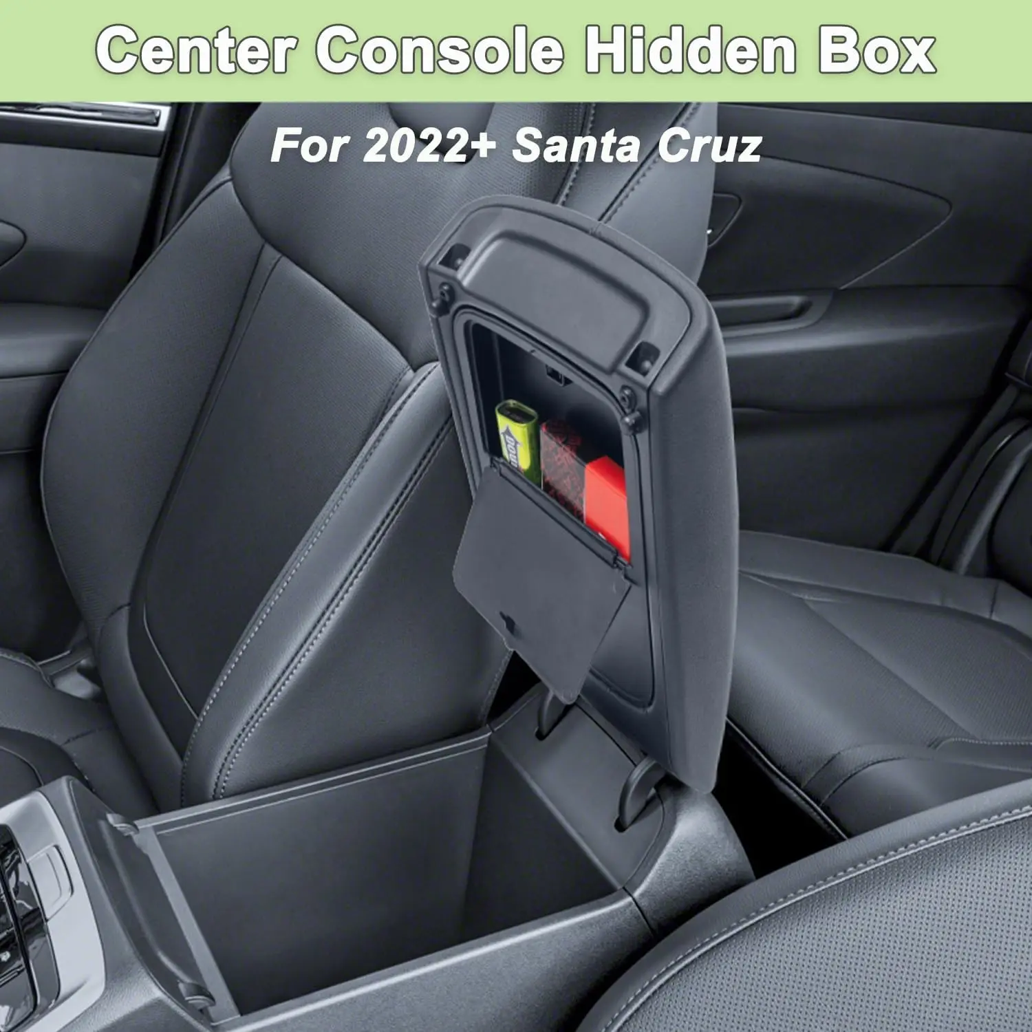 

Tucknbox Center Console Hidden Organizer for Hyundai Santa Cruz 2025 2024 2023 2022 Armrest Hidden Storage Secret Box Car Tray