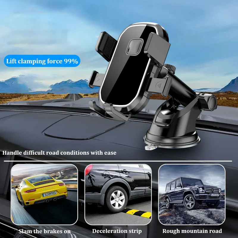 Car navigation holder retractable buckle gravity support center console car windshield multi-functional mobile phone holder