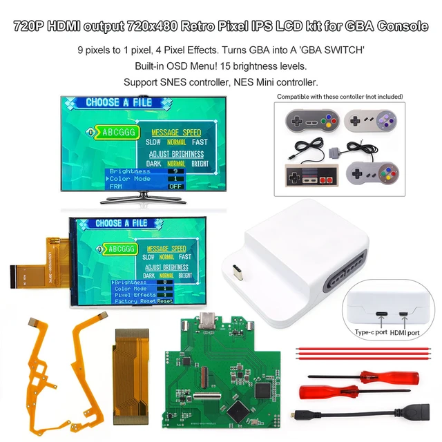 Hdmi-ドックステーションgba,液晶modキット,ゲームと互換性,2023 p,32ピン/40ピン,テレビで遊ぶ,720 - AliExpress