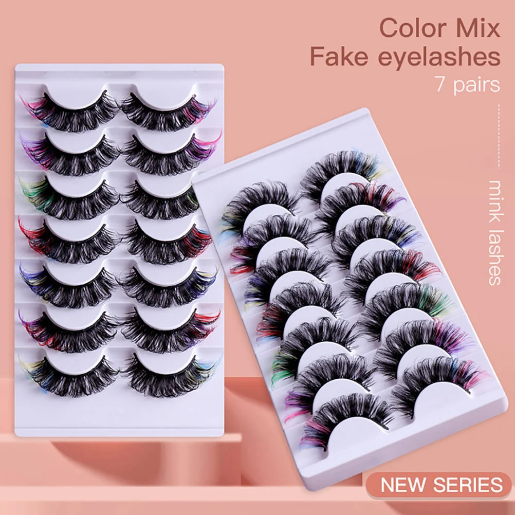 

7 Pairs Colored False Eyelashes Long Curly Fake For Women Girls Festival Halloween Sexy Lightweight Comfortable