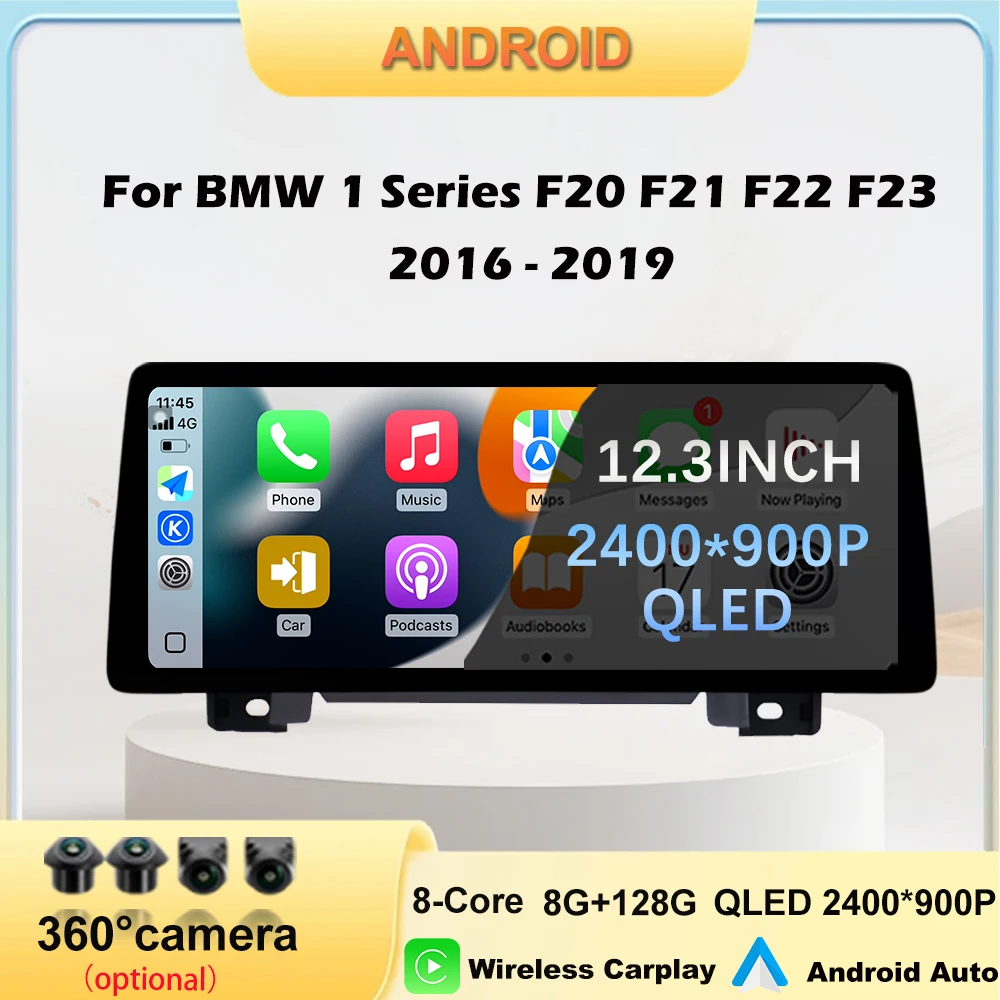 12.3 Inch Touch Screen Android 15 For BMW 1 Series F20 F21 F22 F23 2016-2019 NBT EVO System Car Video Multimedia Player QLED DVR