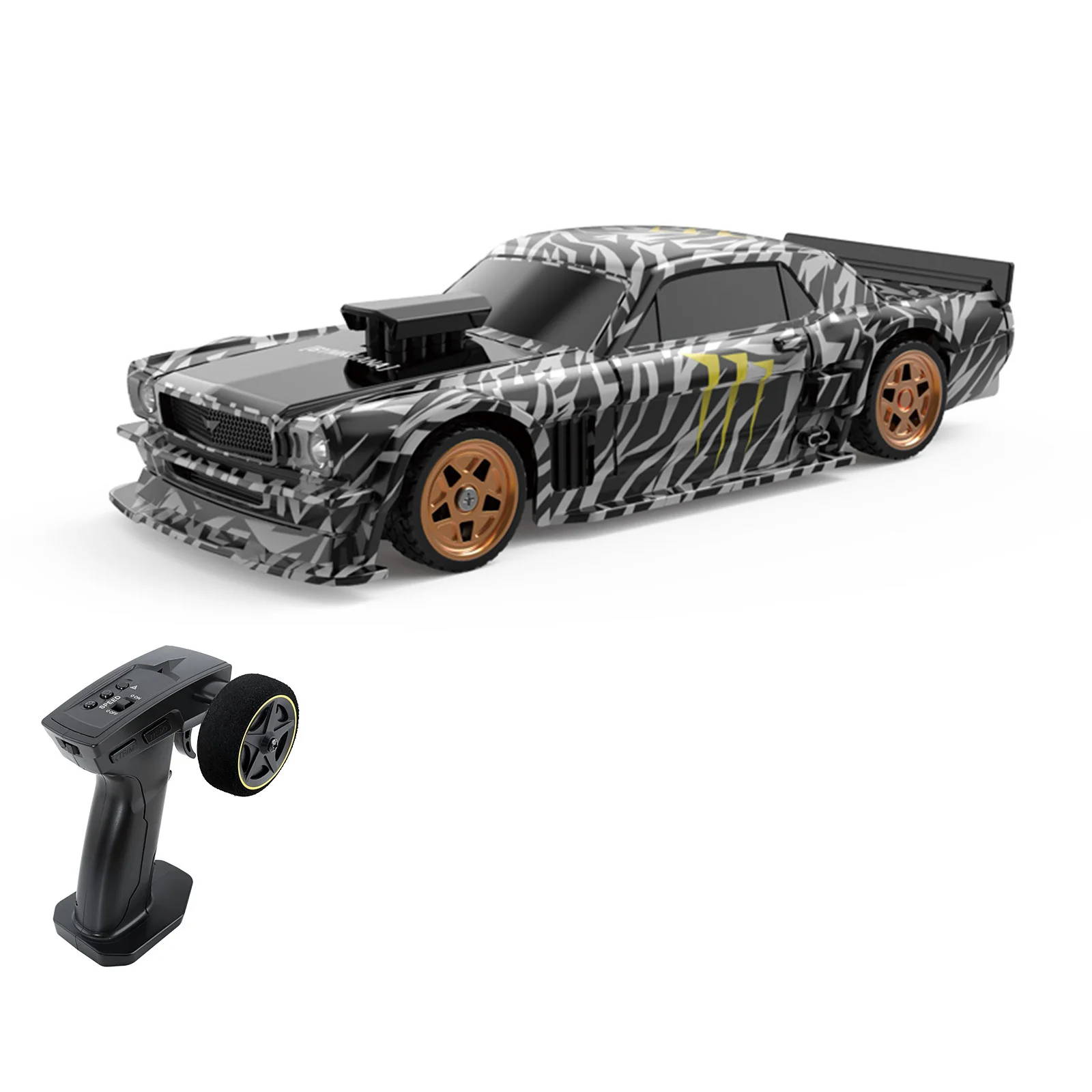 2.4GHz Remote Control Drift Car 1/43 4WD Fully Proportional Remote Control Racing Car with Simulated Lighting Turn Left & Right