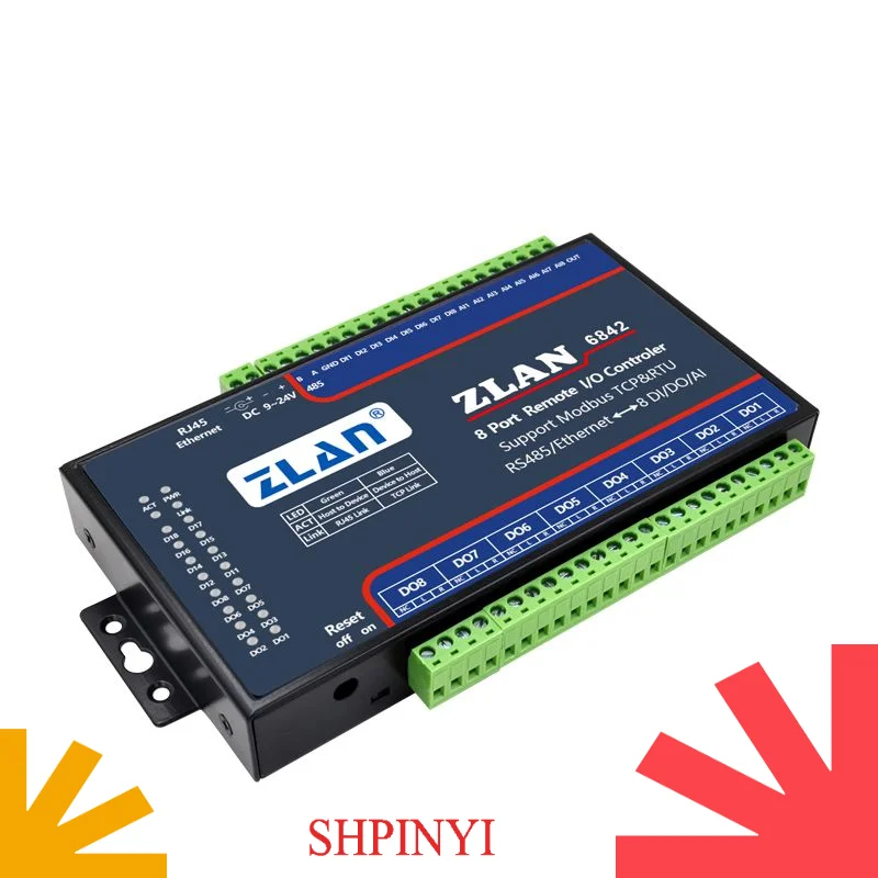 8 DI DO AI Modbus TCP Ethernet RJ45 Remote Module ZLAN6842 for Communication & Networking