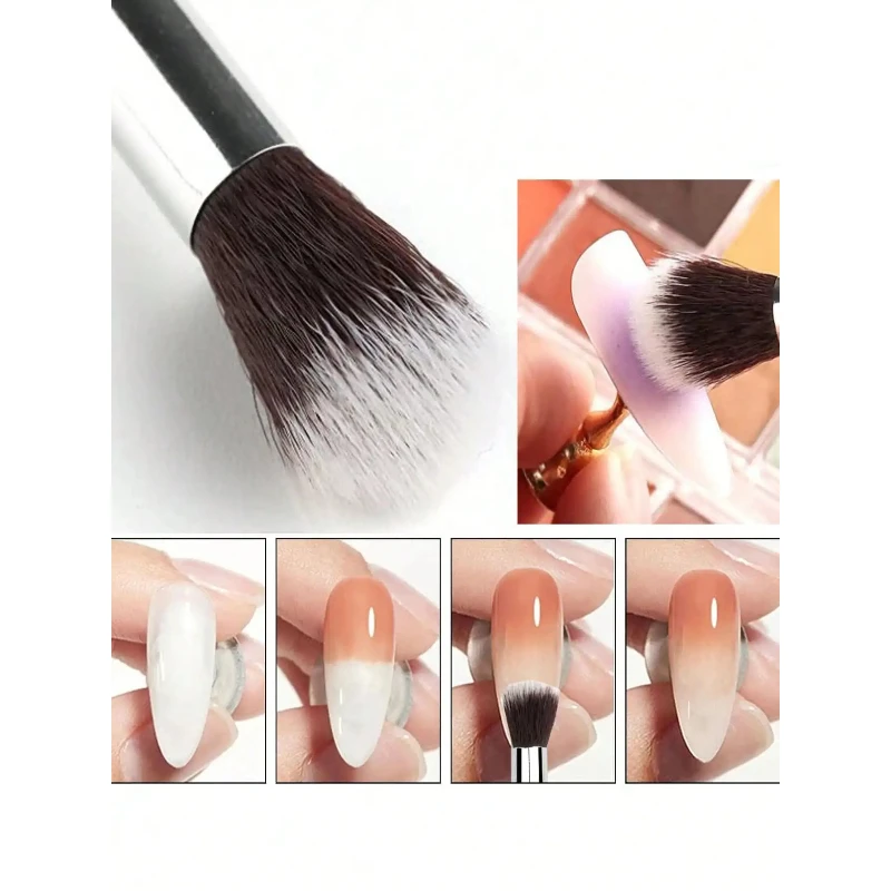 6Pcs Ombre Nail Art Brush Set Eye Shadow Foundation Blush Makeup Brushes Round Handle Artificial Fiber Cosmetic Manicure Tools