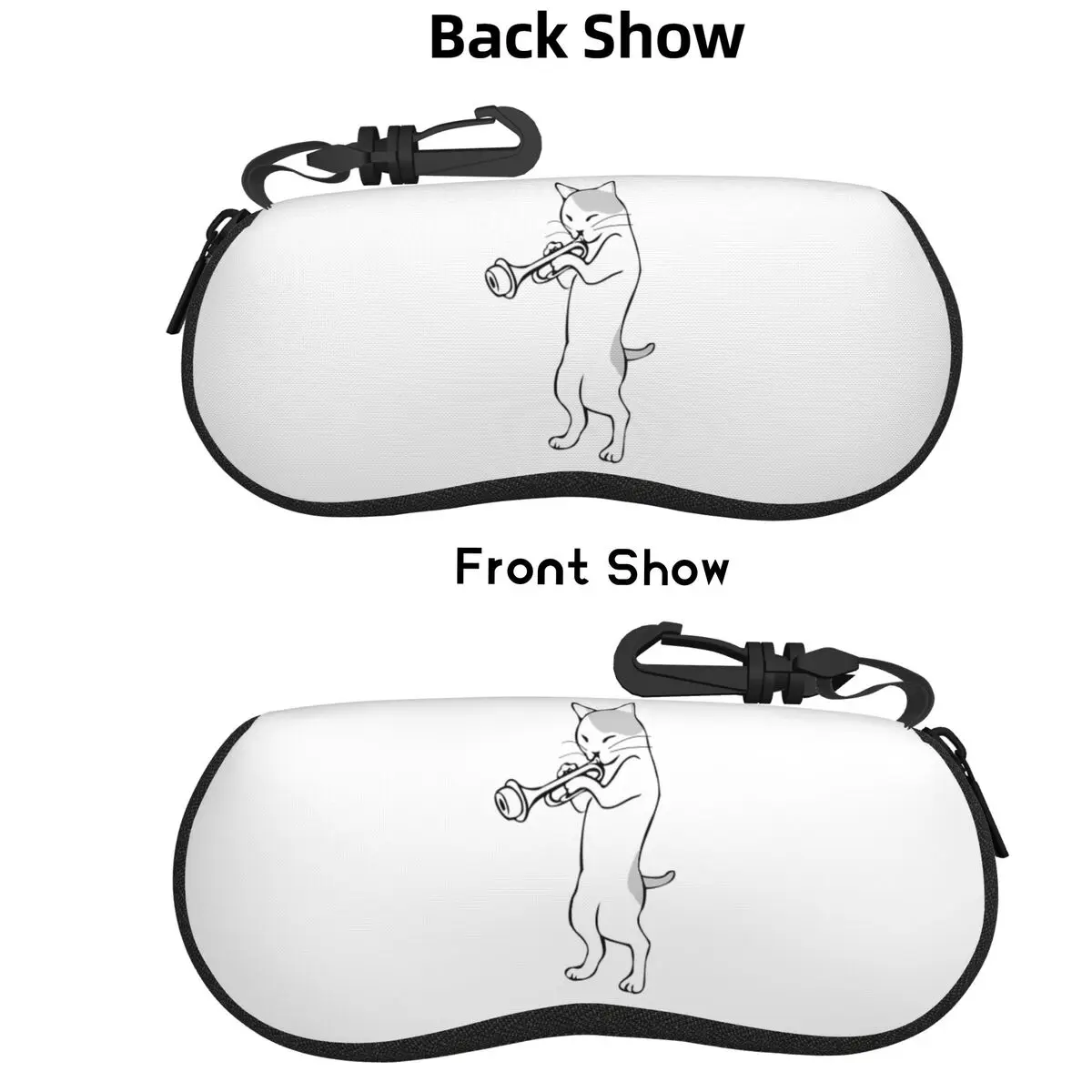 

Cat Trumpet Player Straight Mute Wah Wah Funny Trumpet Shell Glasses Case Sunglasses Box Women Men Soft Eyeglasses Bag Pouch