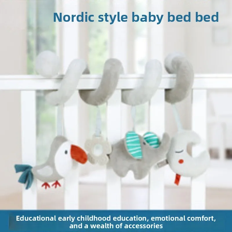 قلادة عربة أطفال بعمر 0-1 سنة، مع عربة معجون أسنان موسيقية معلقة ألعاب مهدئة للأطفال