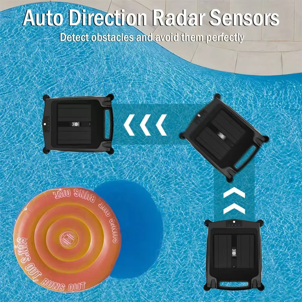 Pool Surface Cleaner Robot Solar Powered Robotic Pool Skimmer Cleaner with Dual Charging Options Automatic Pool Vacuum Cleaner