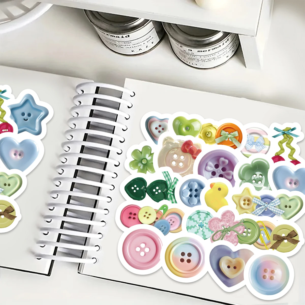 3sheet Cute Personality Button Pattern Decorative Stickers for Notebooks, Water Bottles, Suitcases and Cell Phones, Envelopes