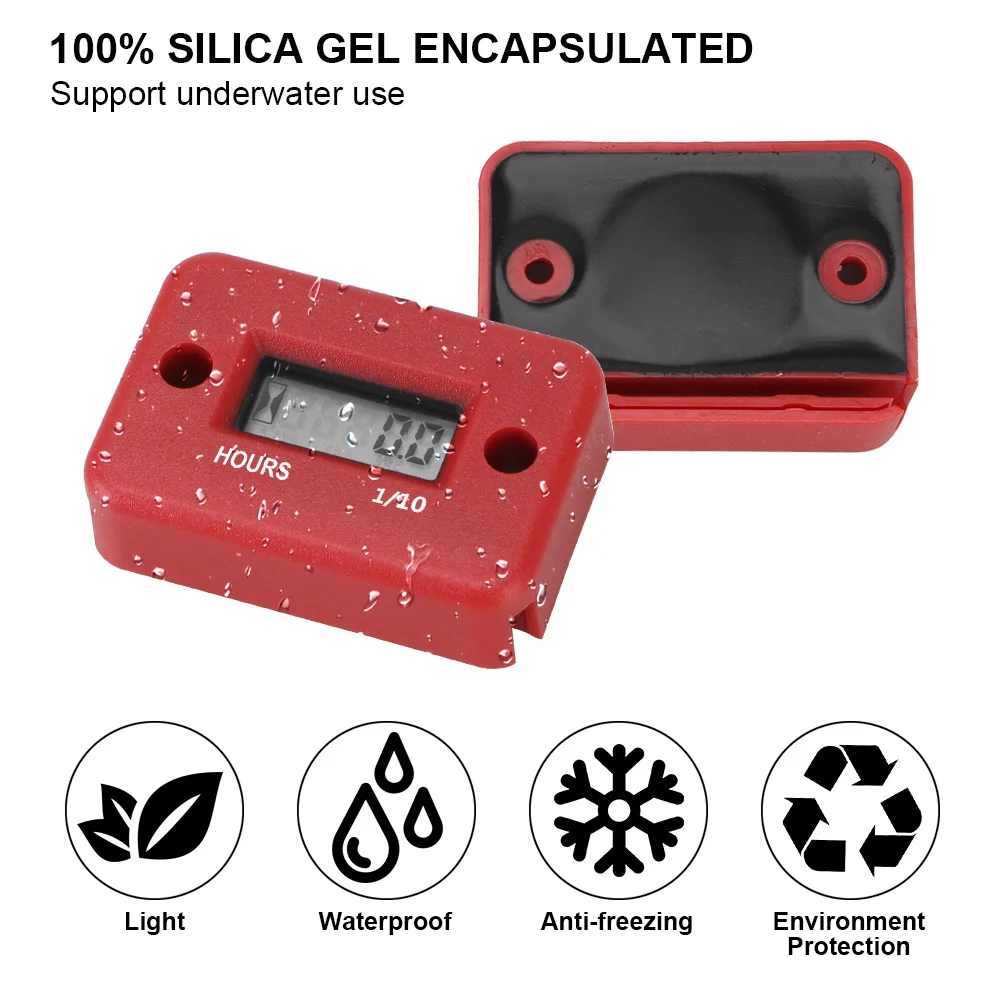 For Motorcycle ATV Gasoline Marine Snowmobile Digital Hour Meter Waterproof LCD Display Engine Gauge Hour Meter