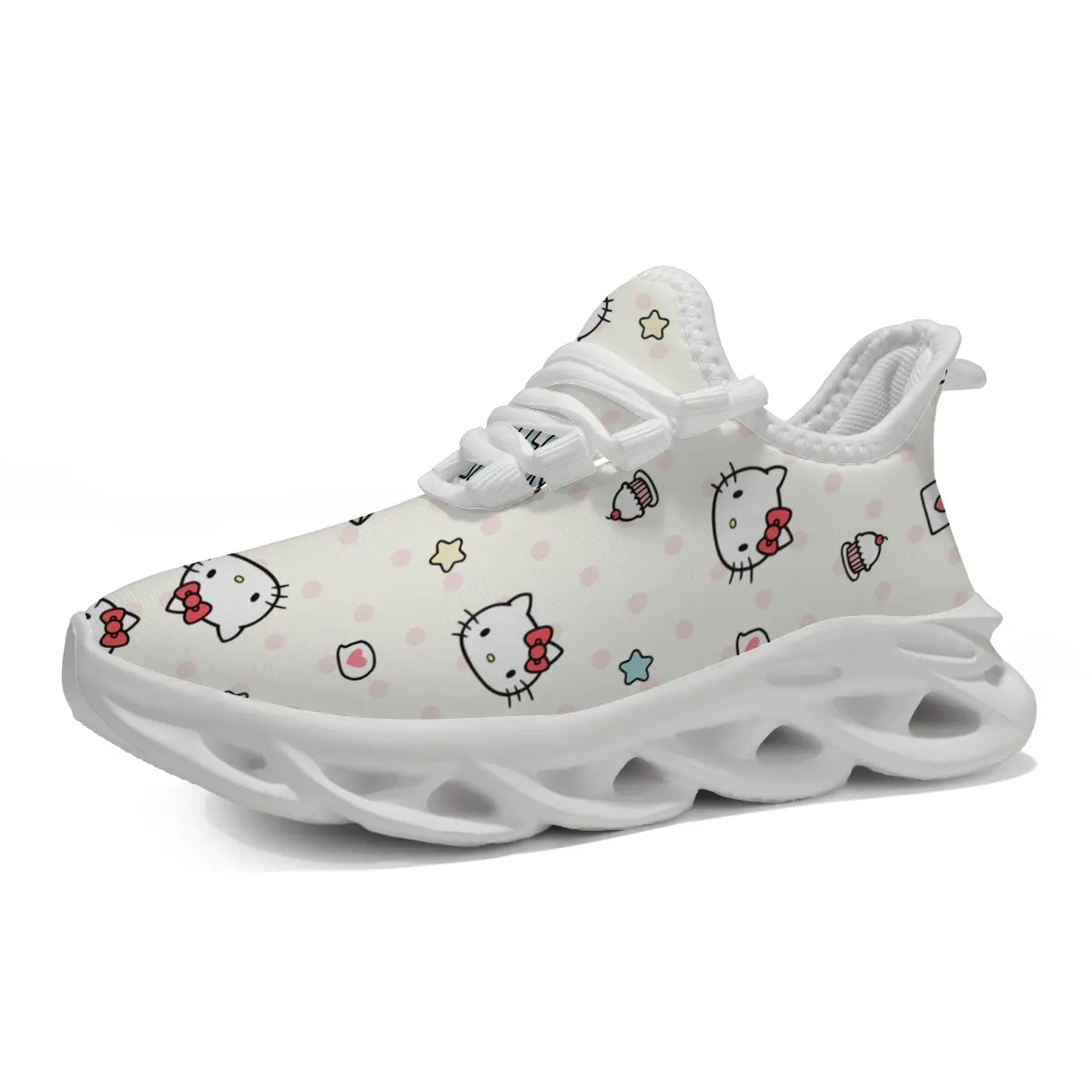 

Cute Hello Kitty Print Sports Shoes with Polka Dots Stars Girl's Sneakers Anti-slippery Kid's Tennis Shoes Running Shoes