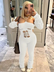 Sisterlinda Fashion Trend Y2K Jumpsuits Women Patchwork Sleeve Bandage Stretch Hipster One Piece Overalls Female Streetwear 2023