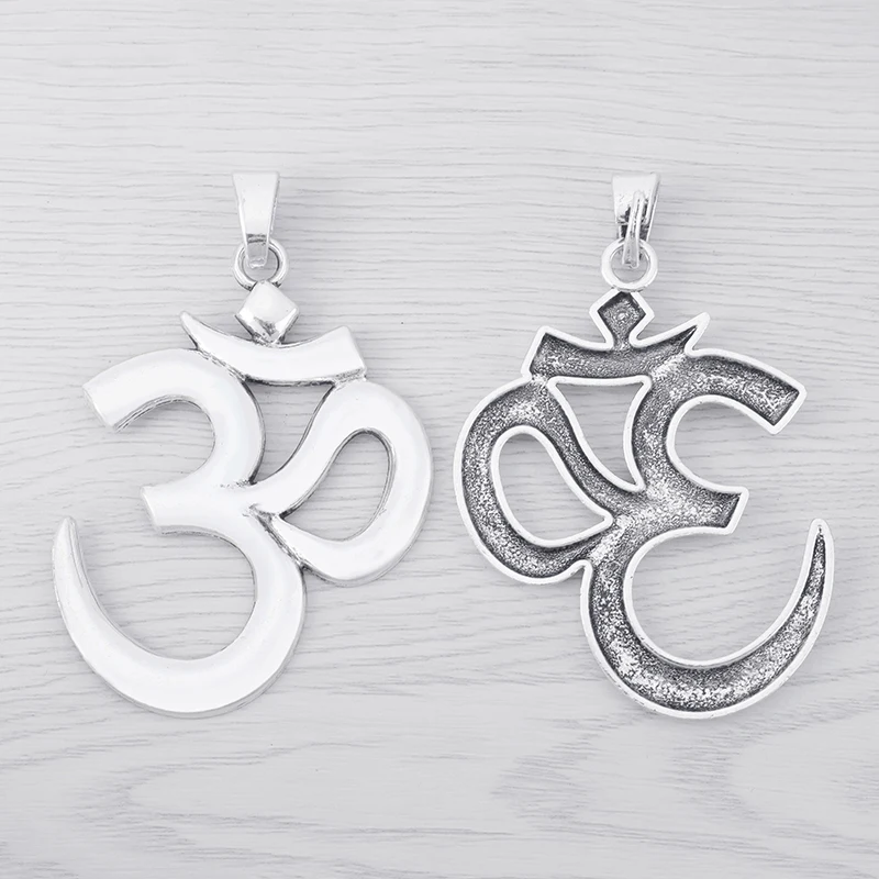 3 x Tibetan Silver Large OM AUM Yoga Symbol Charms Pendants For Necklace Jewelry Making Findings 75x55mm