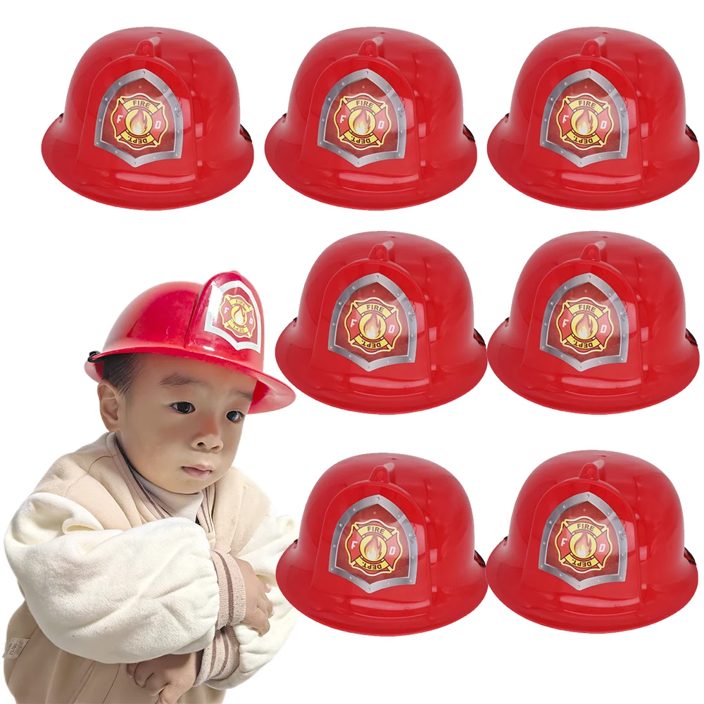 1/3/5/10/20pcs Red Fire Theme Hard Plastic Hat Firefighter Hat Kids Fire Birthday Party Decoration Supplies Fireman Helmet Prop