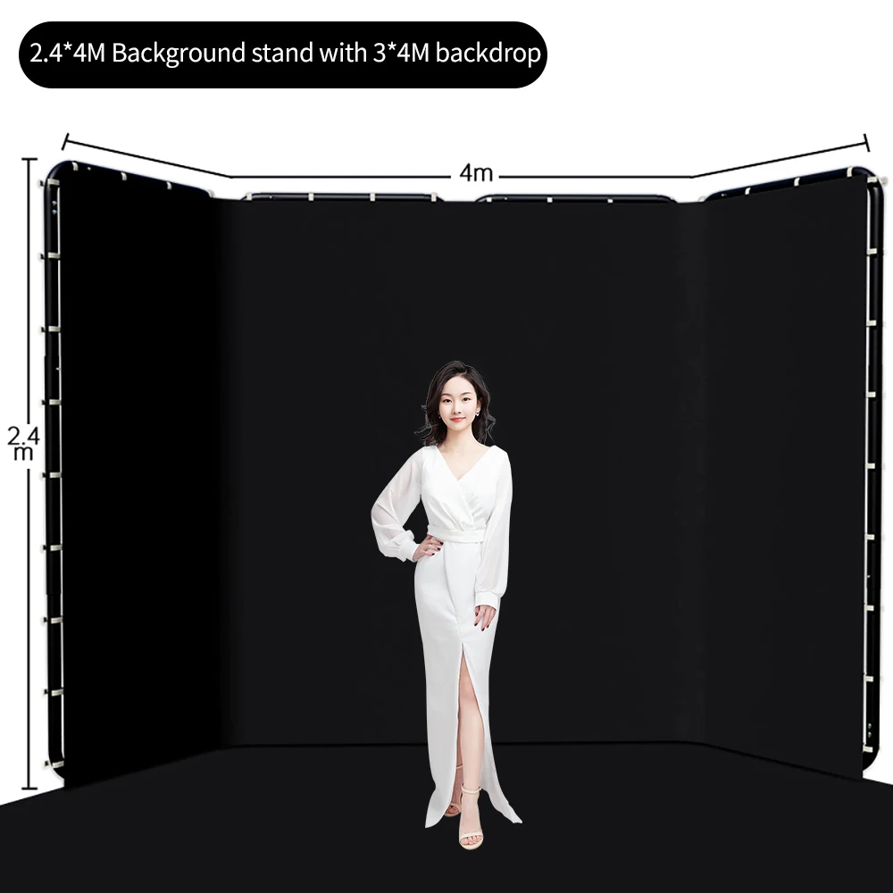 SH Green Screen 2.4X4M Collapsible Chroma Key Backdrop Wrinkle-Resistant Fabric Ultra-Quick Setup background removal for Stream