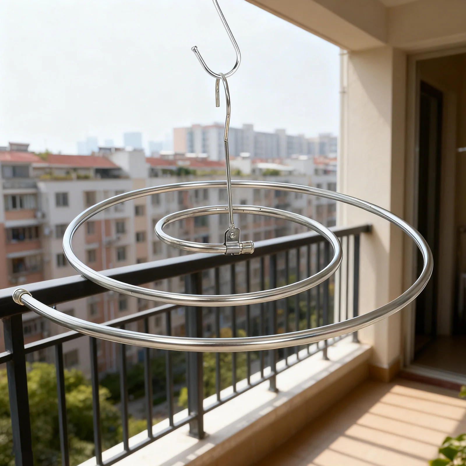 

2Pcs Space Saving Clothes Drying Rack - Spiral Comforter Hanger for Balcony Indoor Use - Heavy Duty Metal Quilt and Towel