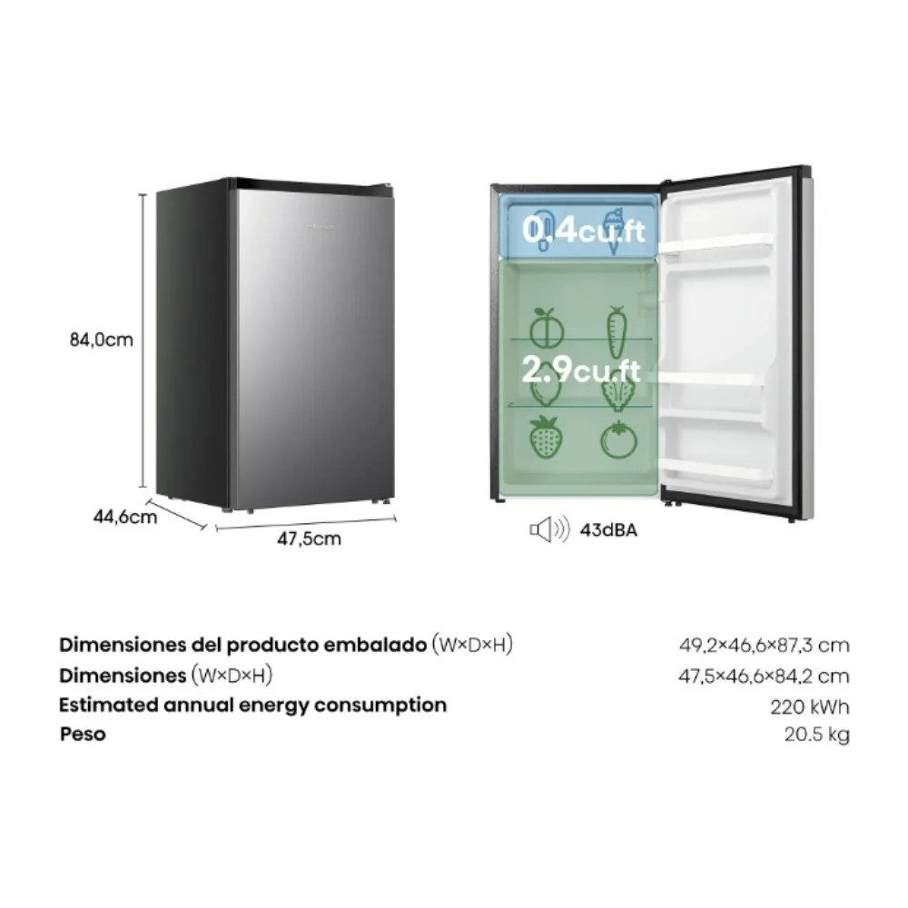 4,4 Cu Ft. Energy Star minikoelkast met enkele deur, zilveren minikoelkast