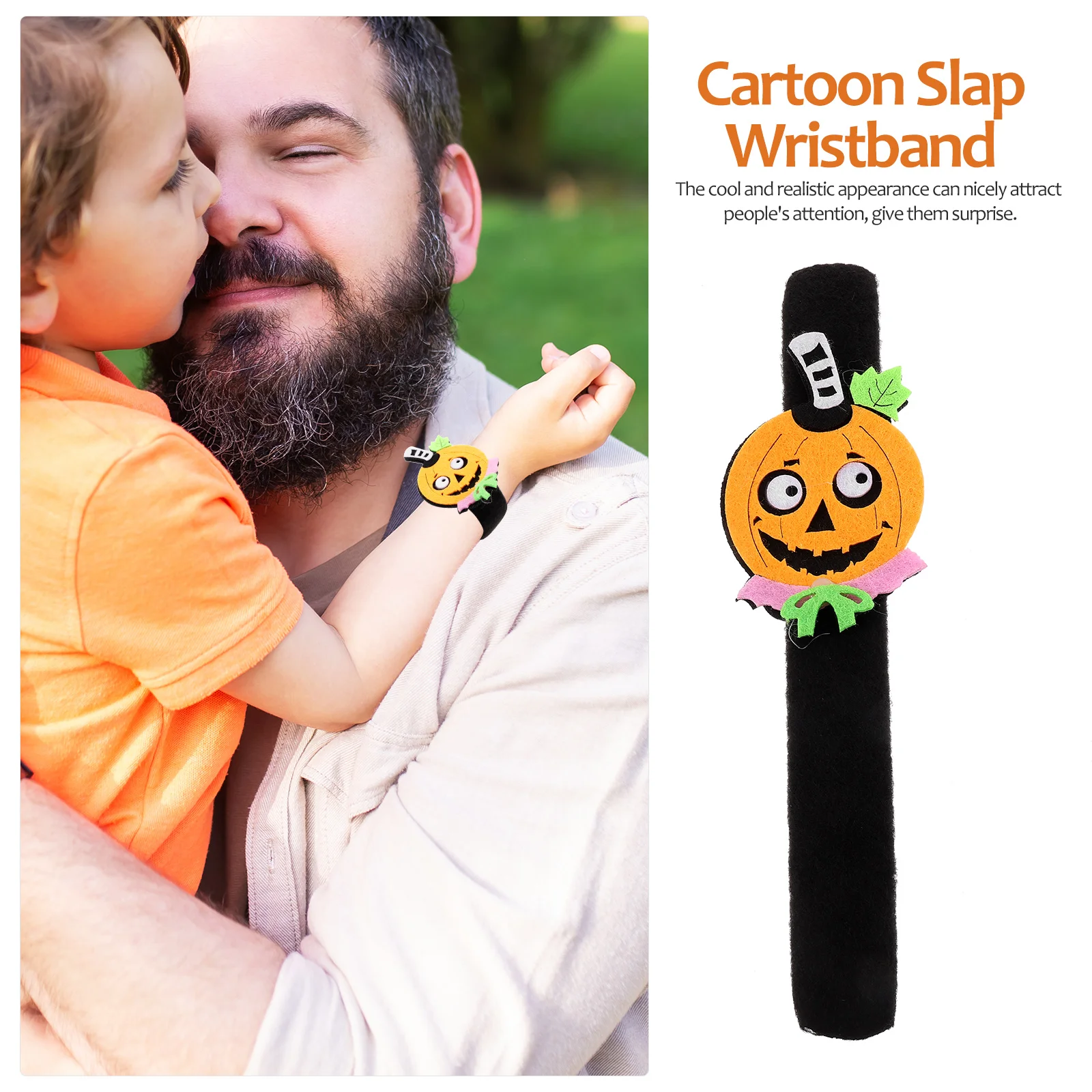 

Toy Pumpkin Pop Ring Child Wristbands Non-woven Fabric Halloween Slap Bracelets