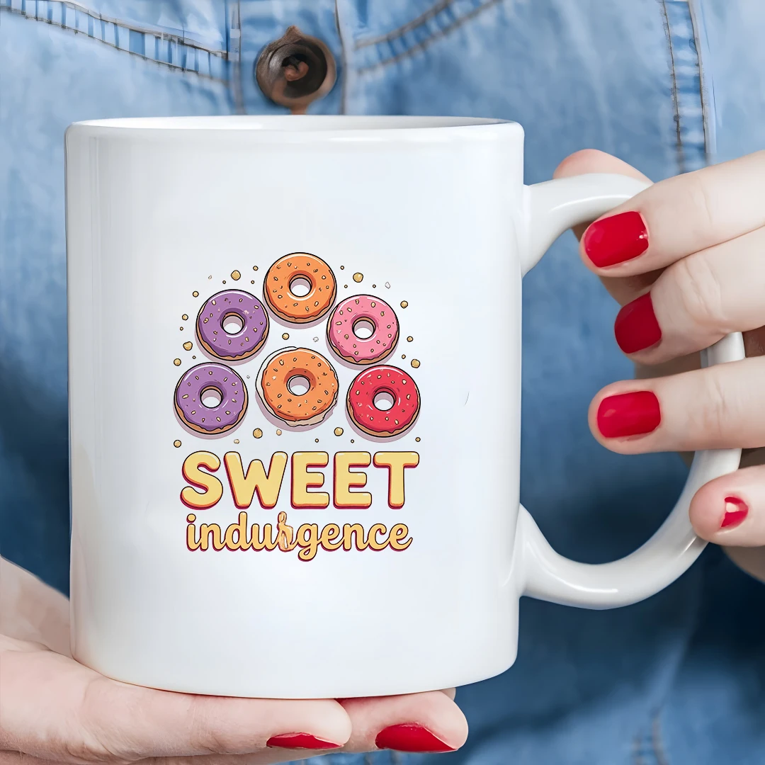 

11oz Donut Themed Cup Kids Cold & Hot Beverage Cup Christmas Gift Family Office Cup SWEET Indulgence Colorful Candy Cup