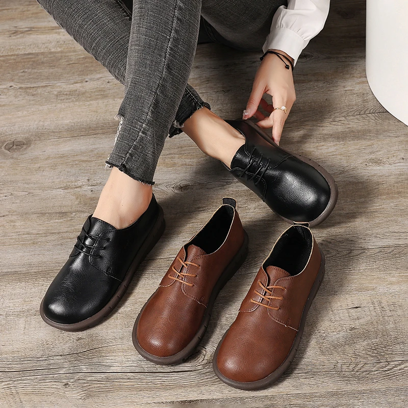 Tênis de couro feminino com renda, mocassins de escritório casual, sapatos clássicos para dirigir, moda empresarial, novo, 2024