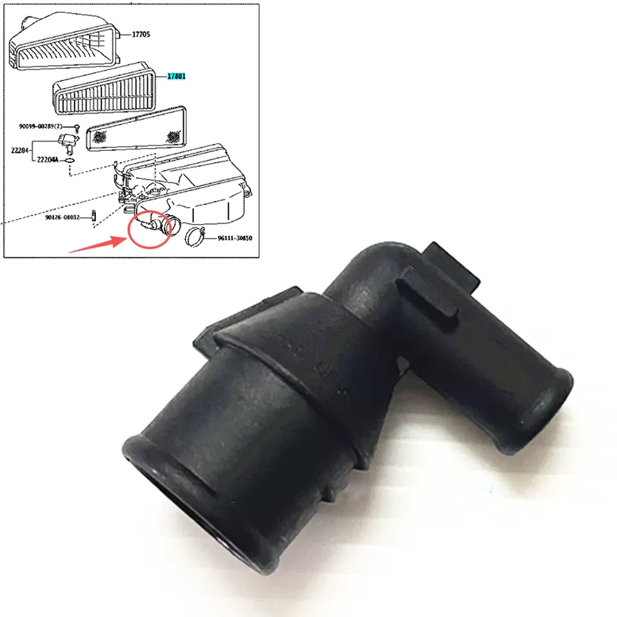 Wooeight 1Pc Air Filter Case Housing Connector Air Shell Interface Fit For Toyota Land Cruiser LC120 2003-2009 LC200 2008-2011