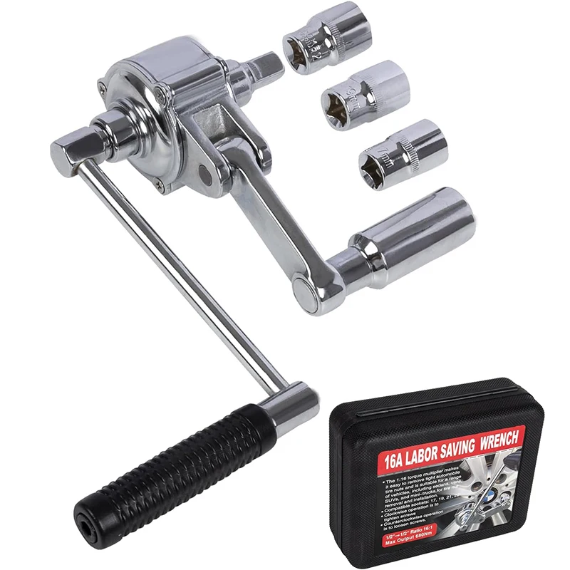 

Upgraded Torque Multiplier, Heavy Duty Torque Multiplier Wrench Set for Lug Nut Remover 1/2 Driver 1:16 Labor Saving Wrench