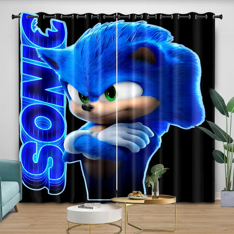 Curtains sonic Cartoon Protect from light Thread the rod through suitable for bedrooms and living rooms, comfortable beautiful view 3