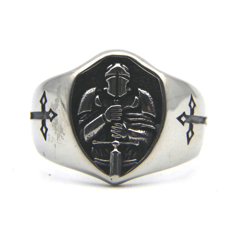 Solid Warrior Cross Ring 316L Stainless Steel Jewelry Punk Biker Style  Ring Size 7-13