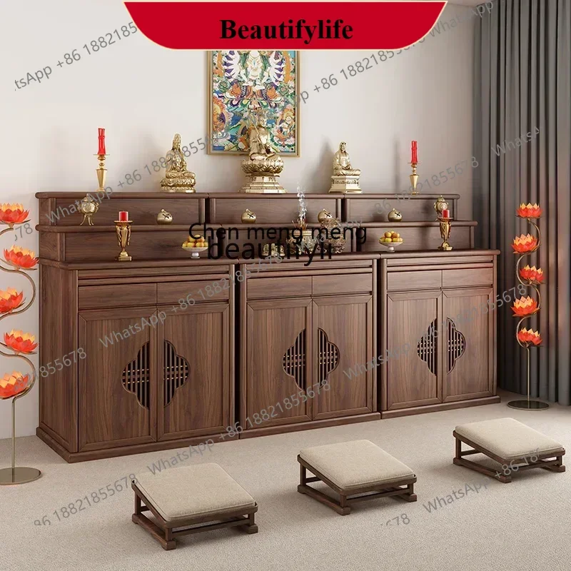 z183   Household Buddhist shrine cabinet Shinto table Solid wood tribute table Incense table Shrine three-layer Buddha cabinet