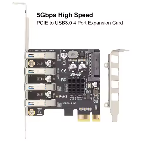 PCIE Expansion Card USB 3.0 PCIE Expansion Card PH64 2U/4U VL805 Chip 5Gbps 4 Port USB Expansion Card for Windows