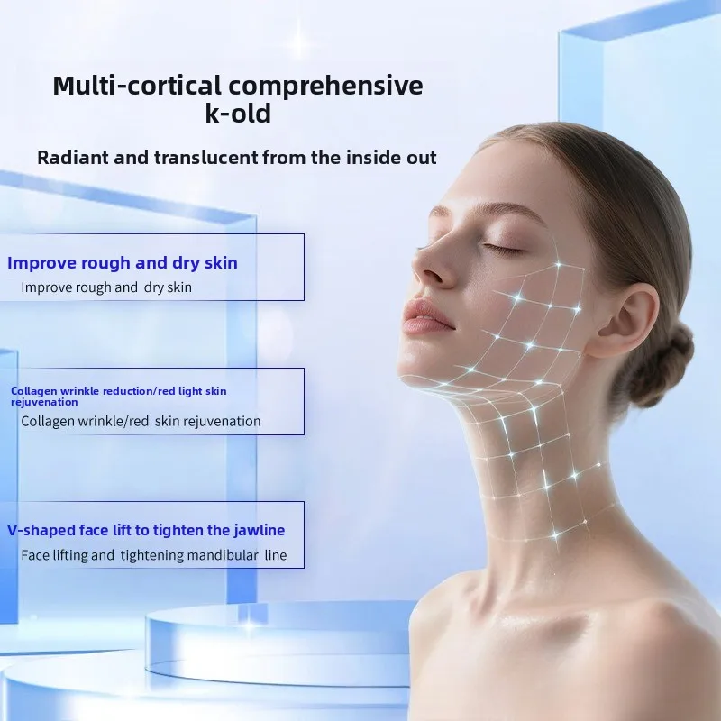 Hot and Cold Lifting and Firming Facial EMS Introducer, Red and Blue Light Skin Rejuvenation Cleansing Massager