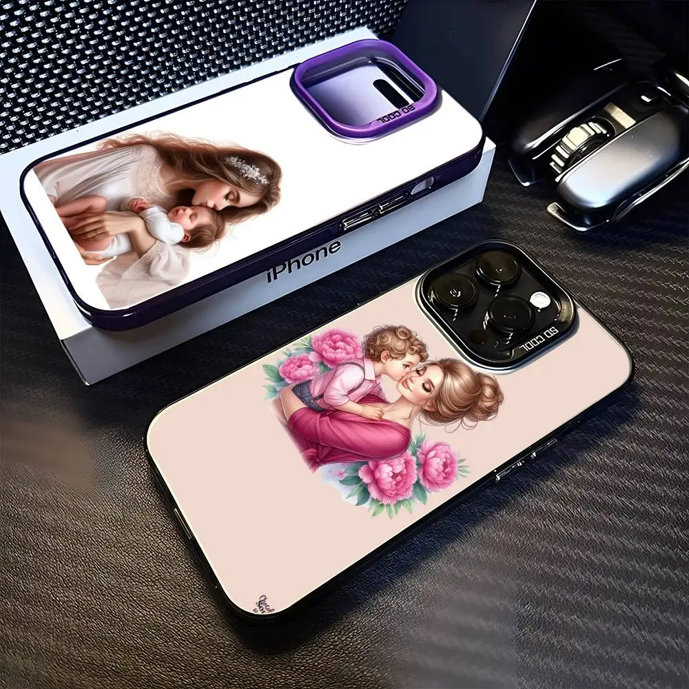 

Baby And Mom Girl Phone Case For iPhone 16,15,14,13,12,11,Mini,Pro,MAX Purple Matte Shockproof Cover